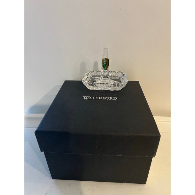 Waterford Crystal Lismore Square Ring Holder, a collectible piece designed to securely hold rings on its central post...
