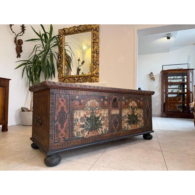 Tyrolean Rustic Hand-Painted Chest For Sale - Image 6 of 18