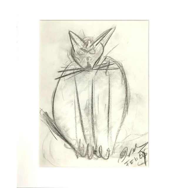An expressive and characterful 1966 pencil drawing by dutch artist signed f. Brehm, depicting a cat. The composition...