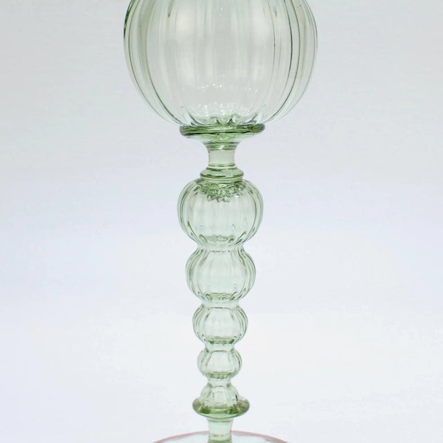 Large Signed Alan Goldfarb American Art Glass Venetian Style Glass Goblet For Sale - Image 10 of 13