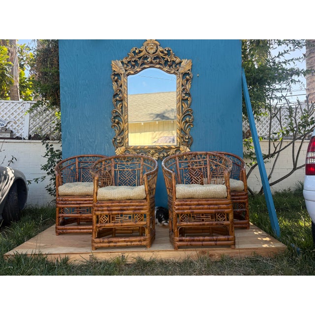 1970s Rare Set of 4 Banboo Chairs For Sale - Image 12 of 12