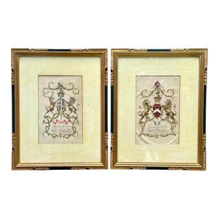 Pair of Framed 18th-Century Hand-Colored English Armorial Engravings – Belasyse and Berkeley. For Sale