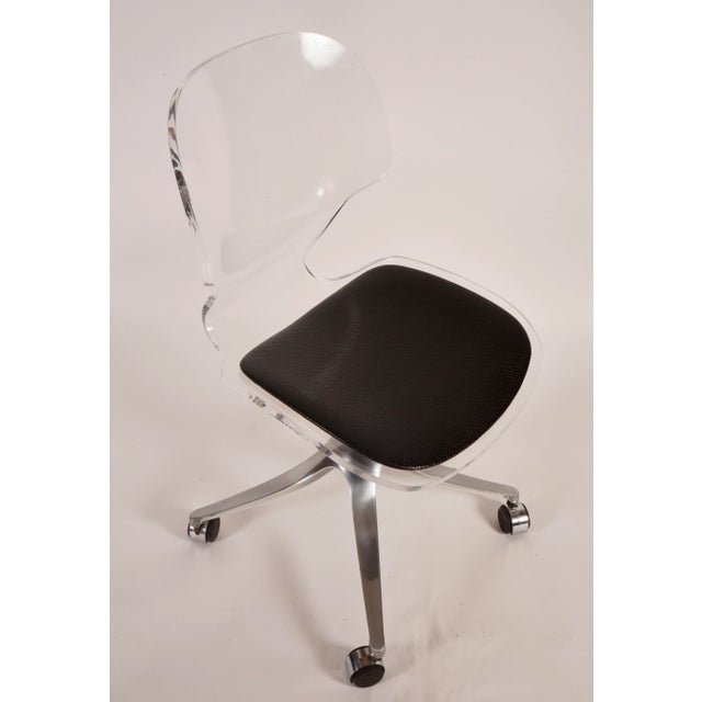 1970s 1970s Lucite and Aluminum Based Swivel Office Chair by Hill Manufacturing For Sale - Image 5 of 12