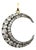 Mid 19th Century Early Victorian Silver Front 14k Gold Back Old Mine Cut Diamond Crescent Moon Pendant For Sale
