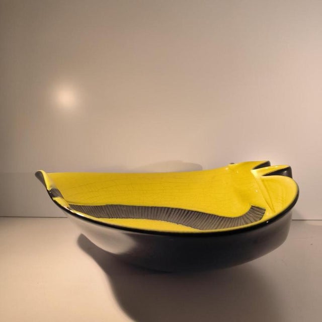 Freeform Cup Yellow and Black Glazed Ceramic by Elchinger, France, 1960 For Sale - Image 10 of 15