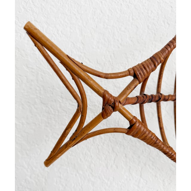 1950s 1950s Bamboo & Rattan Fish Basket For Sale - Image 5 of 9