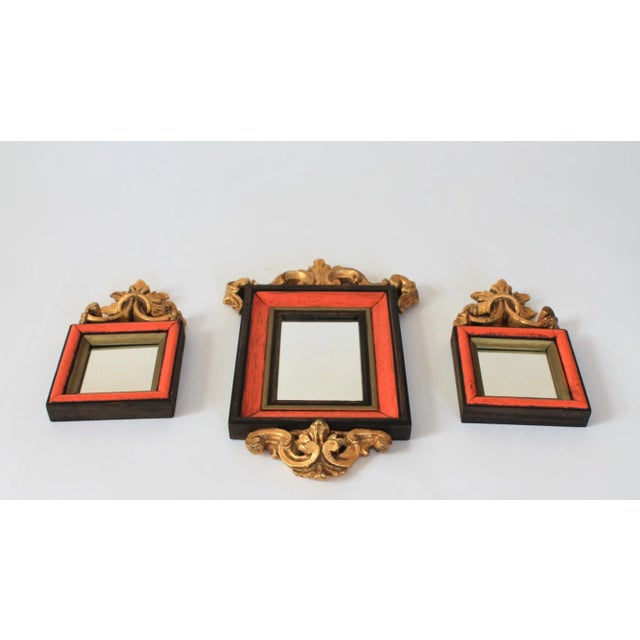 Wood Vintage Giltwood Italian Wall Mirrors S/3 For Sale - Image 7 of 8