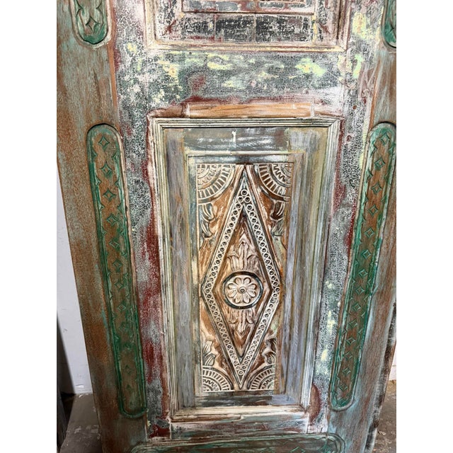 Mid-Century Modern Antique Hand-Carved Wood Door Panel | Rustic Farmhouse Sliding Barn Door 96x30 For Sale - Image 3 of 5