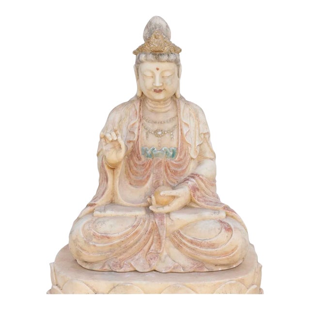 Exceptional Finely Carved Marble Buddha For Sale