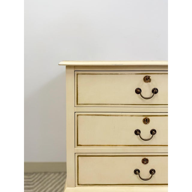 Beige Vintage Provincial Chest of Three Drawers Storage Wood Dresser Lock/Keys For Sale - Image 4 of 11