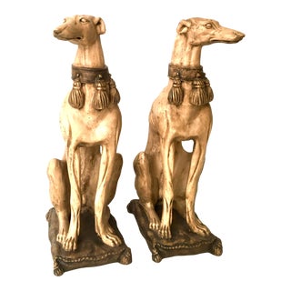 Greyhound Dog Statues Opposing Designs - A Pair For Sale