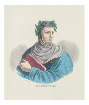 Dolfino, Portrait of Giovanni Boccaccio, Lithograph by Dolfino, 19th Century