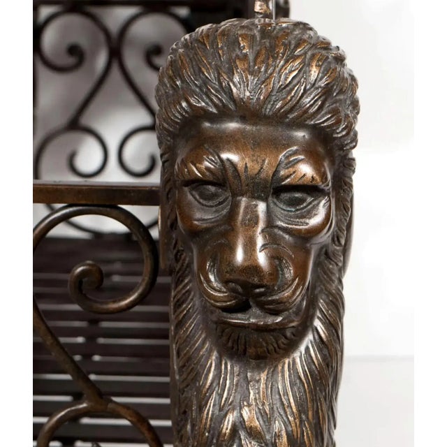 Mid 20th Century Vintage French Empire Style Bronze Winged Lion Regency Griffin Firewood Holder/Magazine Basket For Sale - Image 5 of 6