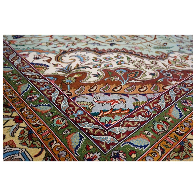 1930s Antique 1930s Persian Tabriz Wool 9x13 Light Green & Light Clay Handmade Area Rug #9902254 For Sale - Image 5 of 7