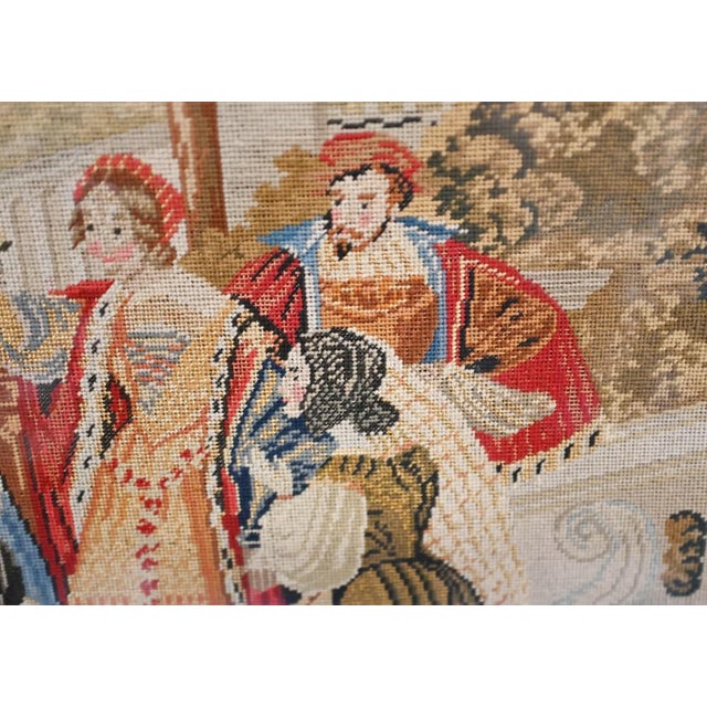 Antique Italian Nobleman Tapestry in Gilt Frame, 1880s For Sale - Image 5 of 11