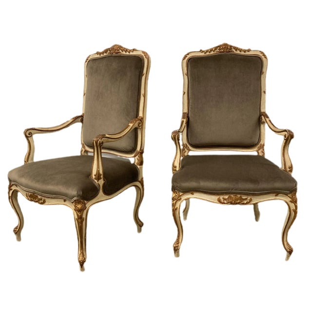 Antique Italian Arm Chairs - A Pair For Sale - Image 10 of 11