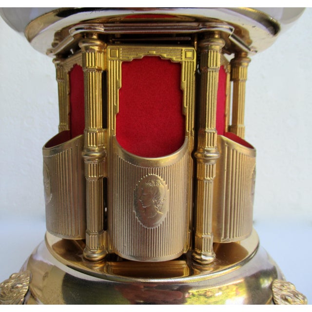 Vintage C.1960's Rouge Italian Porcelain Capodimonte HandPainted & Brass Musical Box Carousel