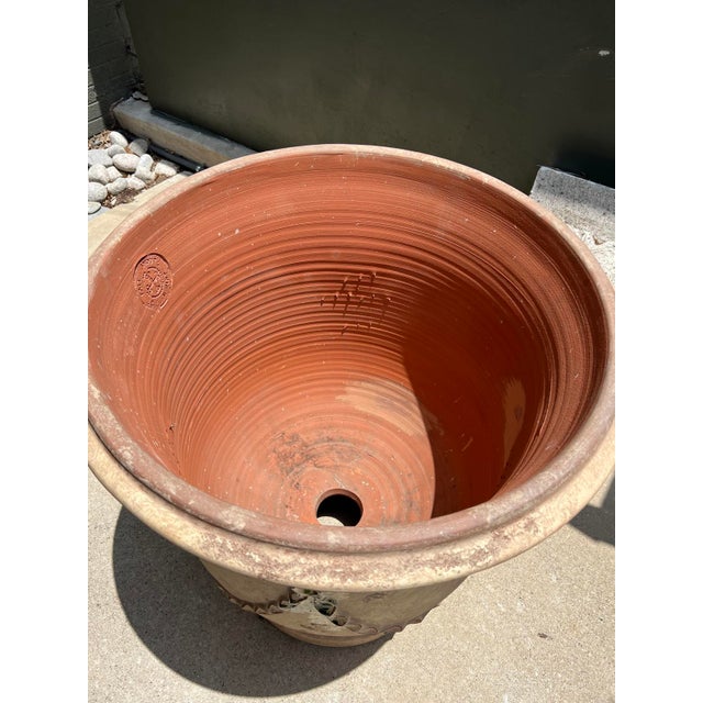 Pair of French Garden Pots From Anduze With Antiqued Patina, Mascarons and Swags For Sale In Dallas - Image 6 of 16
