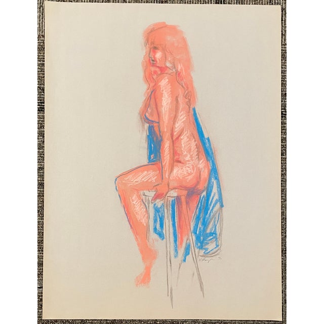Figurative 1990 Neil Meitzler Pink and Blue Female Nude For Sale - Image 3 of 3