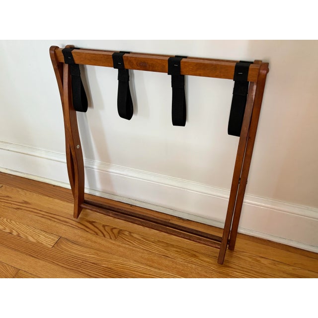 Brown Hotel Cabana Style Folding Luggage Rack, Mahogany For Sale - Image 8 of 11