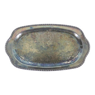 Small Oval Silver Plated Tray, Vintage Plate, Trinket Dish, Heavy Patina Serving, Jewellery, Business Card Holder Old English For Sale