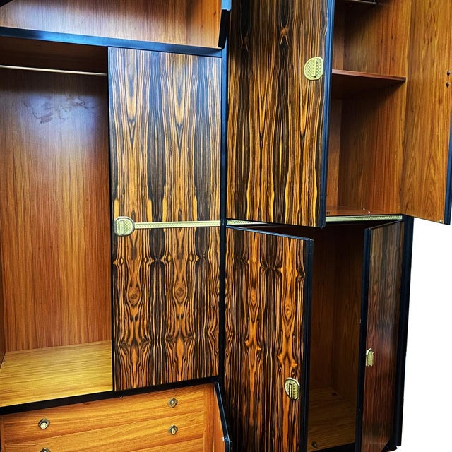 Macassar Ebony and Brass Wardrobe by Adalberto Caraceni for Modernindustria, 1970s For Sale - Image 14 of 18