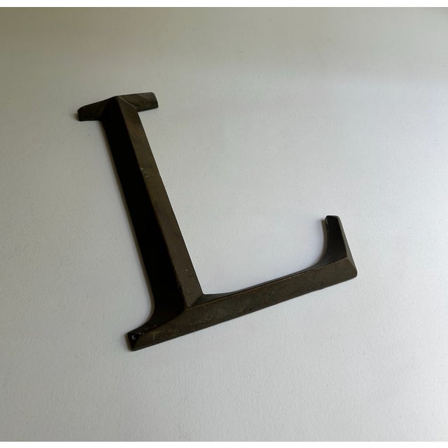 Antique Bronze Letter "L" Hanging Wall Signage For Sale - Image 4 of 15