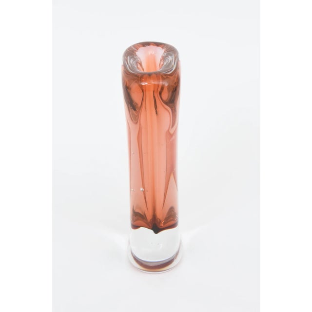 Peach Vintage Glass Momentum Blob Sommerso Signed Vase Clear, Peach For Sale - Image 8 of 10