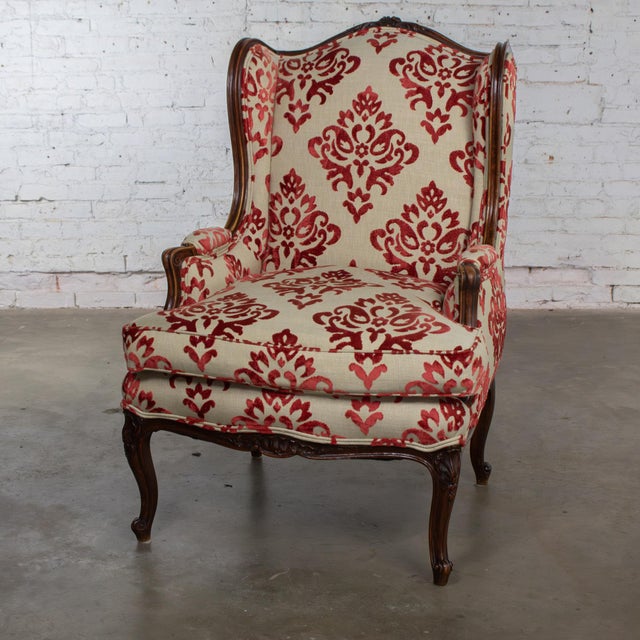 Early 20th Century Late 19th to Early 20th Century French Louis XV Style Wingback Chair Walnut Cowtan and Tout Fabric For Sale - Image 5 of 18