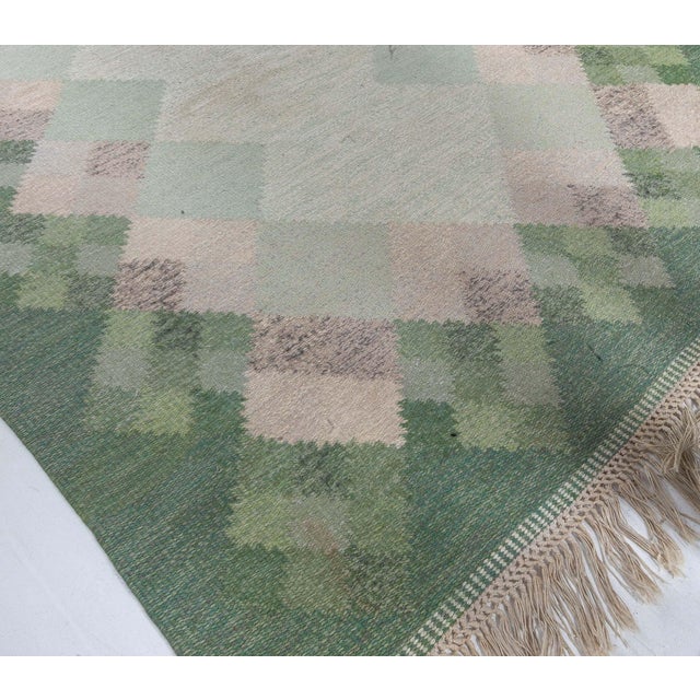 Textile Doris Leslie Blau "Opal" - Midcentury Swedish Flat Woven Rug by Brita Svefors For Sale - Image 7 of 8