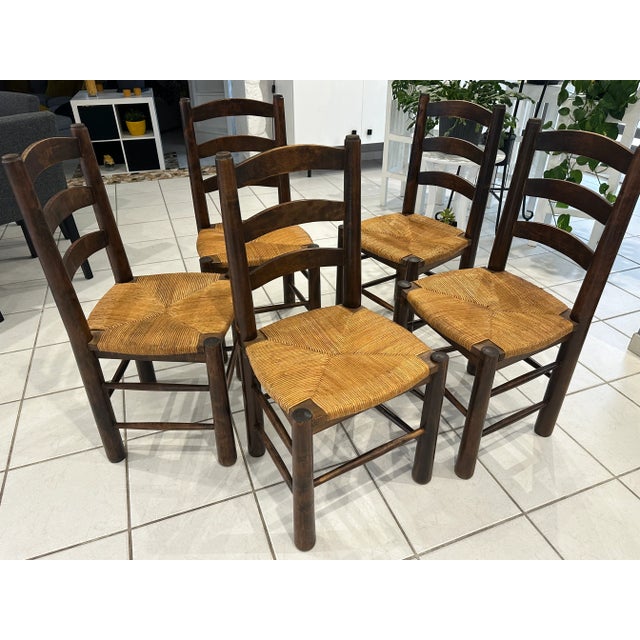 Vintage Brutalist Chairs by Georges Robert, 1960, Set of 5 For Sale - Image 4 of 16