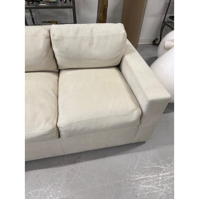 Animal Skin Sally Sirkin Lewis J Robert Scott Sofa in Beautiful Nubuck Leather Suede For Sale - Image 7 of 16