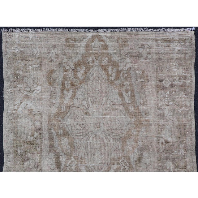 Taupe Antique Turkish Oushak Rug in Taupe, Soft Brown and Faded Beige For Sale - Image 8 of 9