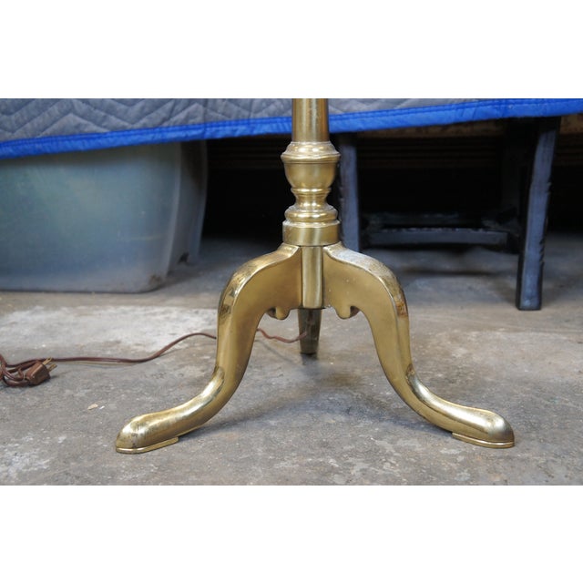 Mid 20th Century Stiffel Hollywood Regency Brass Two Light Candlestick Tripod Floor Lamp For Sale - Image 9 of 11
