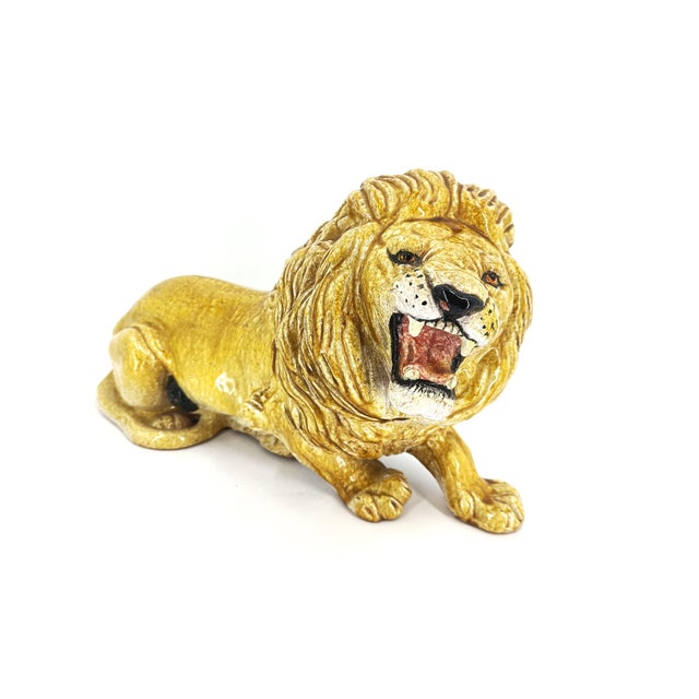 1960s Italian Glazed Terracotta Lion Sculpture, 1960s For Sale - Image 5 of 10