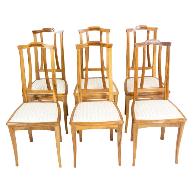 German Art Nouveau Walnut Dining Chairs, Set of 6 For Sale - Image 6 of 6