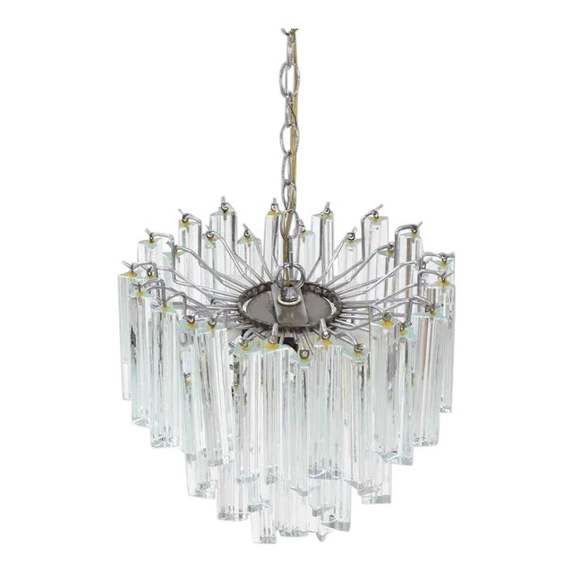 Vintage Mid Century Venini Glass Prisms Camer Light Fixture For Sale