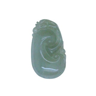 Carved Natural Jade Dragon Flying on Luyi Ocean Wave Pendant For Sale
