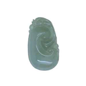 Carved Natural Jade Dragon Flying on Luyi Ocean Wave Pendant