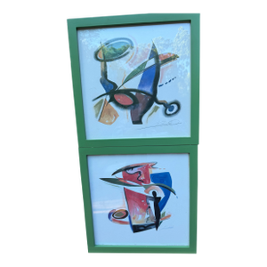 1990s Pair of Colorful Abstract Prints by German Artist Alfred (Alex) Gockel - “Heart Throb” and “Helicopter” - As Signed by the Artist