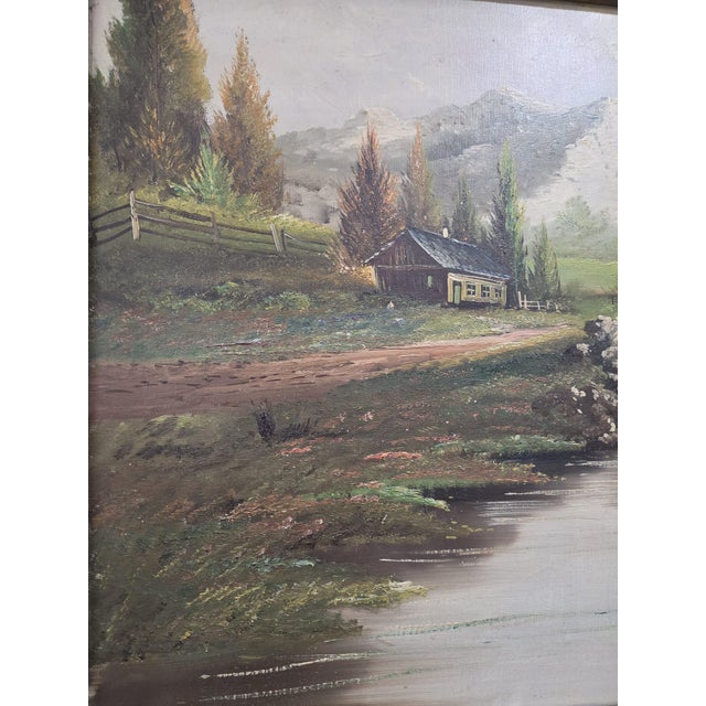 1940s Large Vintage Dutch Landscape Oil Painting Early 1900s For Sale - Image 5 of 8