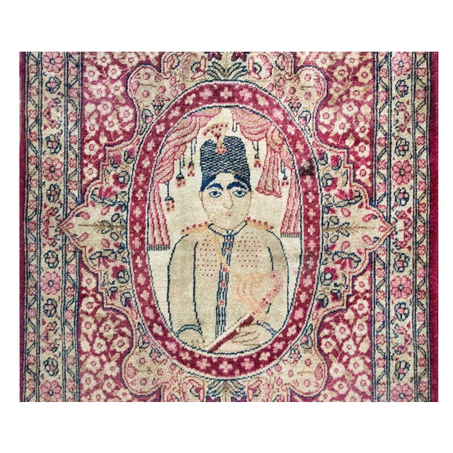 Textile Early 20th Century Persian Pictorial Lavar Kirman Rug For Sale - Image 7 of 15