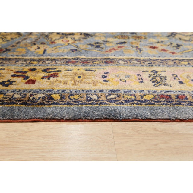Contemporary 9x9 Square Azure Elegance Blue Floral Modern Handmade Mohair Oushak Carpet Rug For Sale - Image 3 of 7