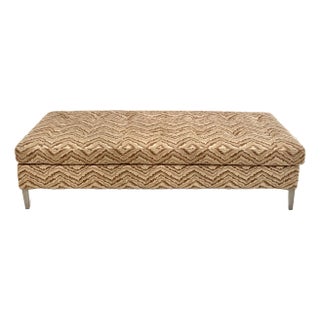 Vintage Modern Flamestitch Tufted Bench Newly Reupholstered For Sale