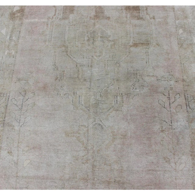 Alabaster Wide Turkish Oushak Gallery Runner in Muted Tones With All-Over Design For Sale - Image 8 of 13