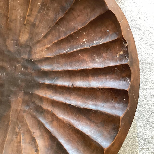 Massive Vintage Hand-Carved Wooden Bowl – 27” Wide, 36 Lb Rustic Statement Piece For Sale In Washington DC - Image 6 of 11