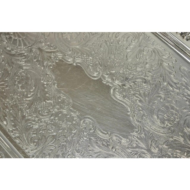 Vintage Wm a Rogers Victorian Silver Plated Twin Handle Serving Platter Bar Tray For Sale - Image 10 of 14