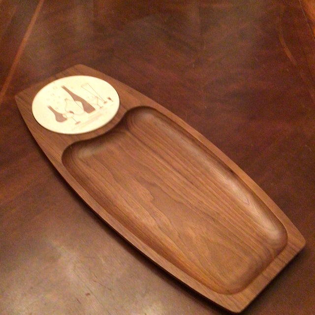 Mid Century Modern Gladmark of Sun Valley California Walnut and Tile Serving Tray For Sale In Sacramento - Image 6 of 12