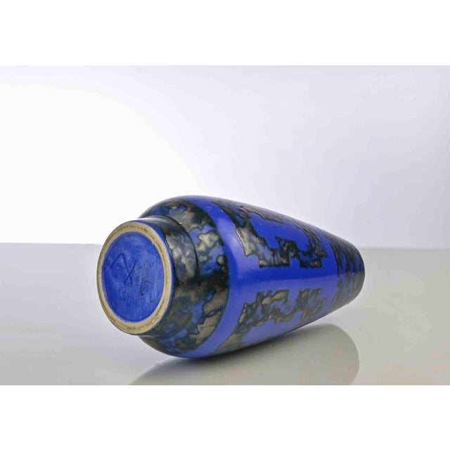 Mid-Century Blue Ceramic Vase by Strehla, Italy, 1950s For Sale - Image 3 of 5