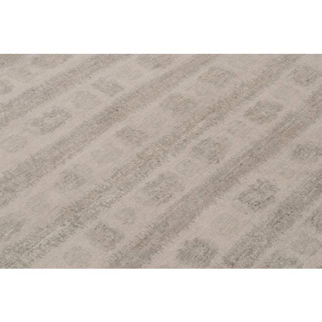 2010s Rug & Kilim’s Abstract Rug With Gray and Beige All Over Geometric Patterns For Sale - Image 5 of 9